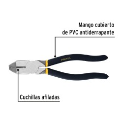 Pinza para electricista 8" uso rudo. mango de PVC. Pretul