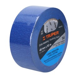 Cinta masking tape azul de 2" x 50 m para pintor. Truper