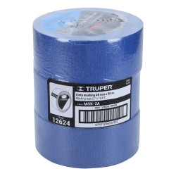 Cinta masking tape azul de 2" x 50 m para pintor. Truper