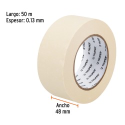 Cinta masking tape de 2" x 50 m. Truper