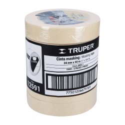 Cinta masking tape de 1" x 50 m. Truper