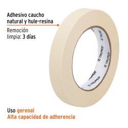 Cinta masking tape de 1.2" x 50 m. Truper