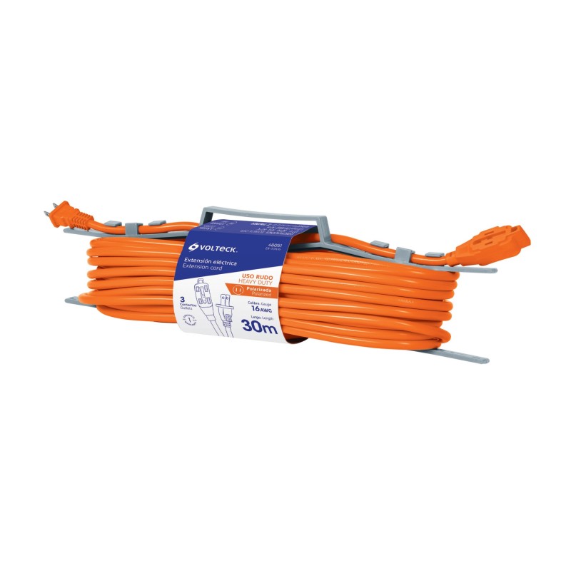 Extensión eléctrica de uso rudo 30 m 2x16 AWG. Volteck