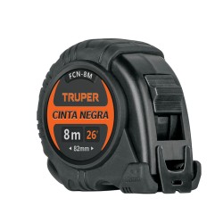 Flexómetro contra impactos 8 m. Cinta Negra 25 mm. Truper